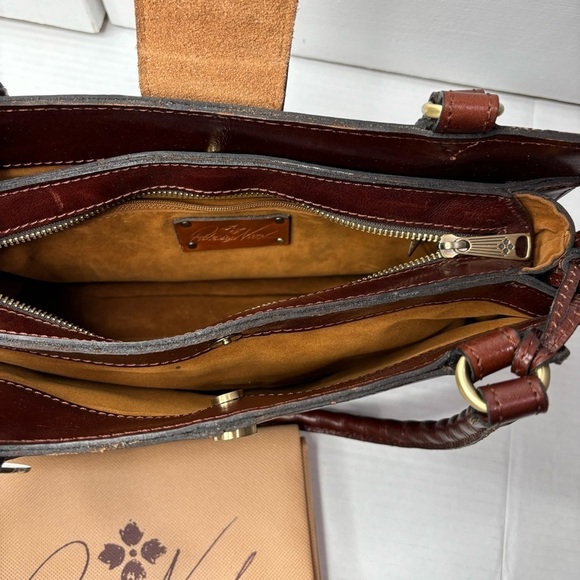 PATRICIA NASH Cognac Brown Leather  Satchel Handbag Purse - Picture 5 of 7